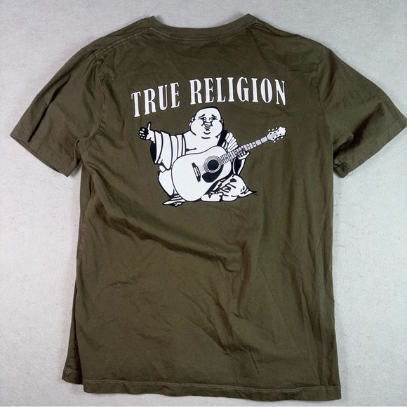 True Religion Men's‎ Olive Graphic T-Shirt - Picture 1 of 6